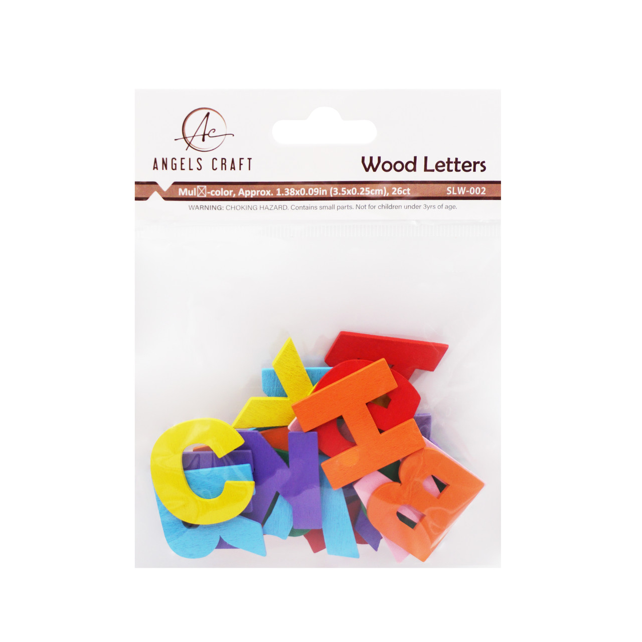 Angels Craft Wood Thin Letter Asst Color 26pcs
