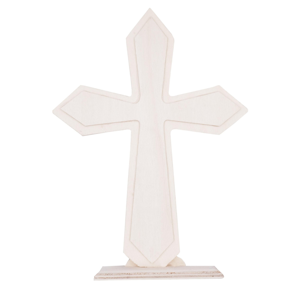 AngelsCraft Natural Accent Wooden Cross, With Slim Edges. 1"x2" Wood Base Included