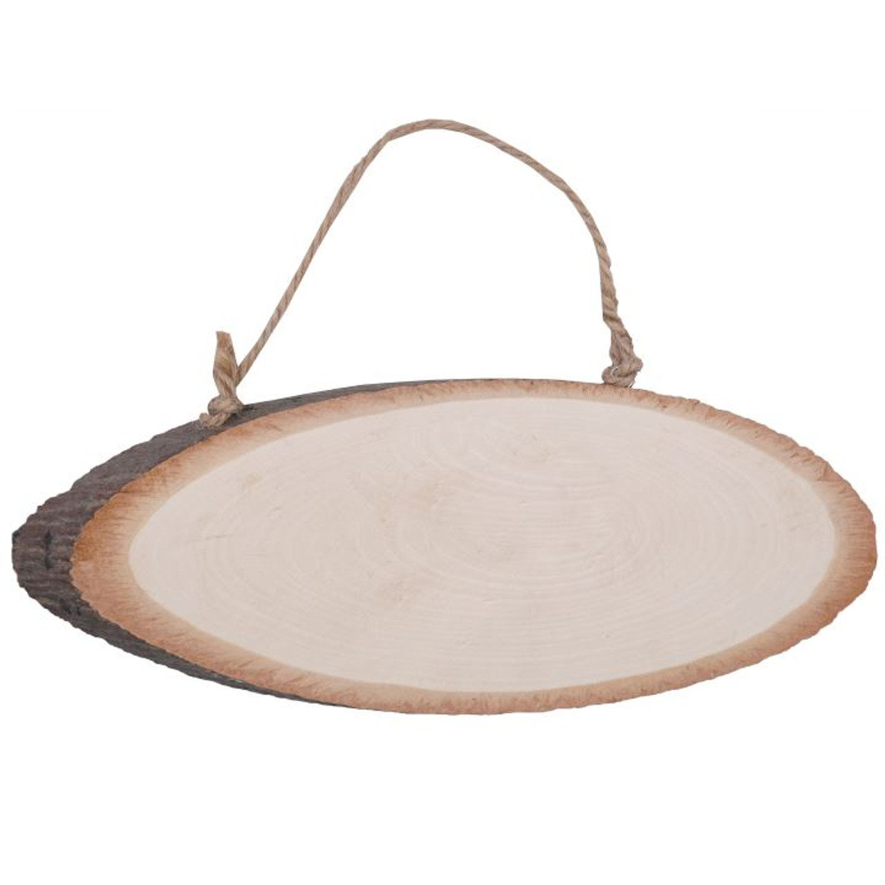 AngelsCraft Woodwork Oval Tree Trunk Brown W/rope Hanger