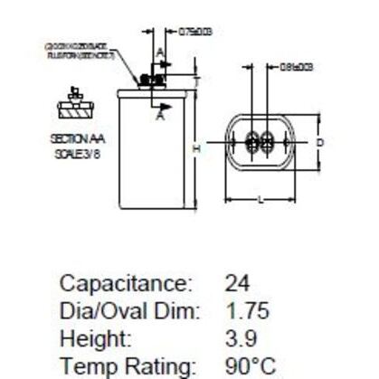 Philips Advance HID Non-PCB Capacitor, 24Mfd., 480V