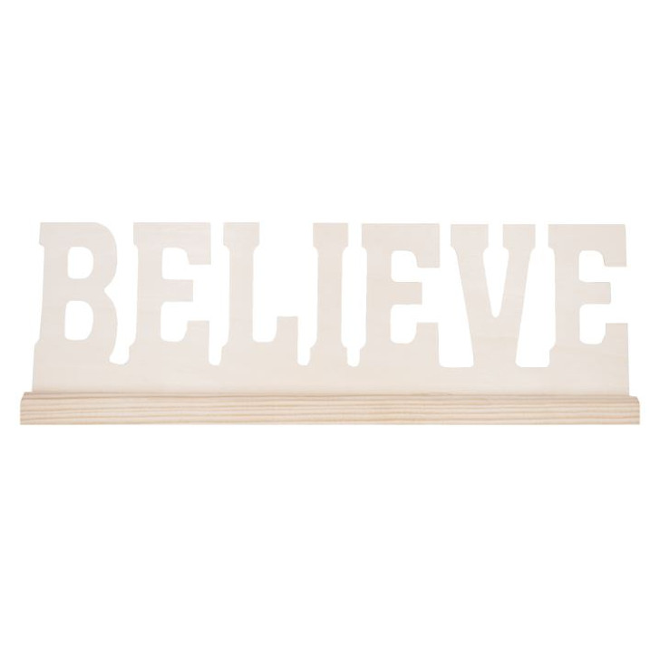 AngelsCraft Wood Phrase " BELIEVE "Unfinishied For Personalise Design
