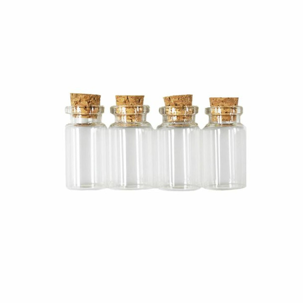 Angels Craft Glass Bottles With Cork Top 2.5''x0.8'' 8 Pc