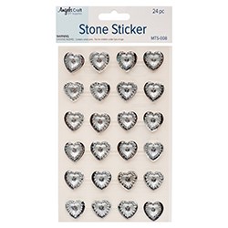 Angels Craft Stone Sticker 24 Ct Heart Silver