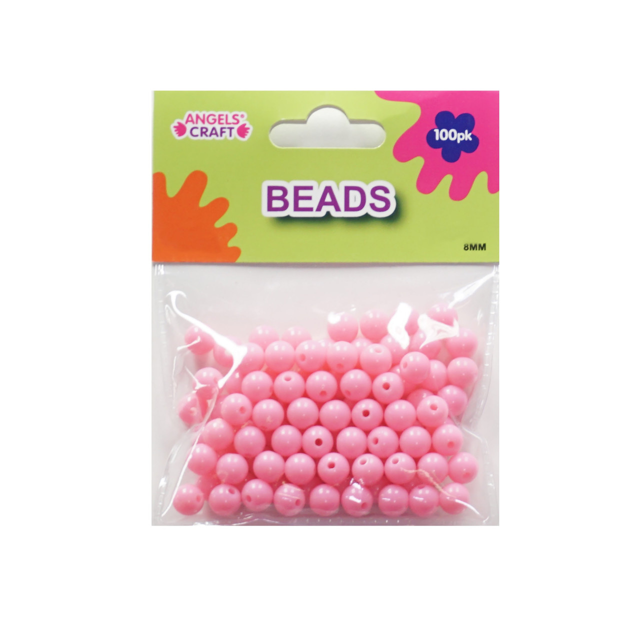 AngelsCraft Round Beads Pink Color 8mm, 100-ct. Pk