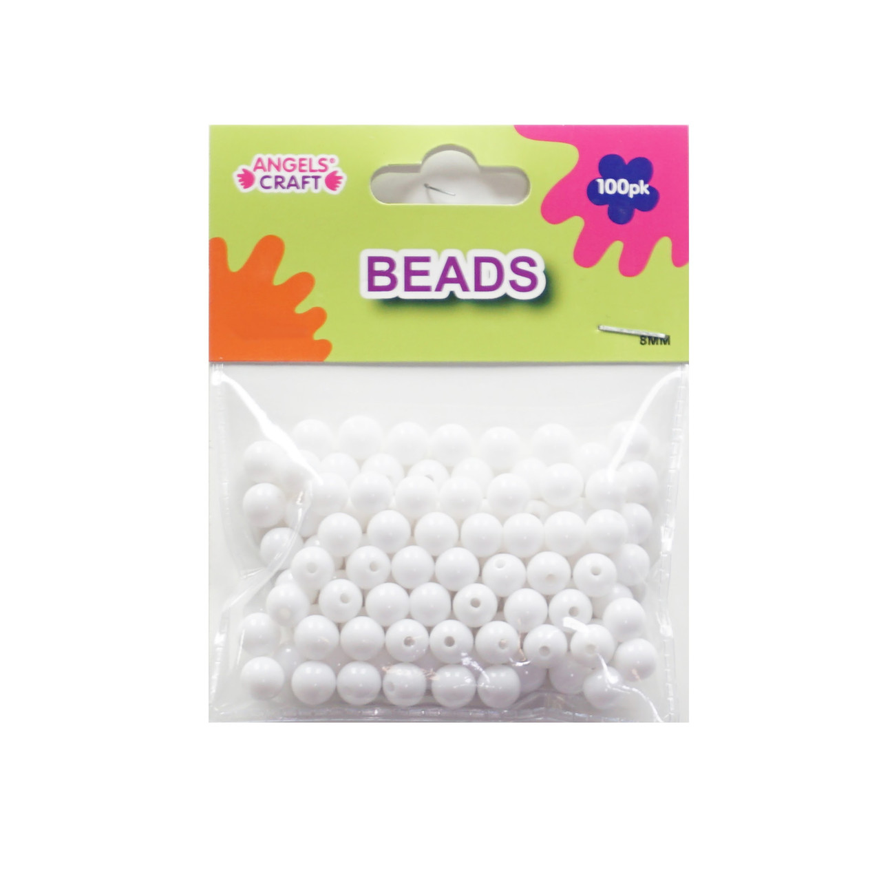 AngelsCraft Round Beads In White 8mm, 100-ct. Pk