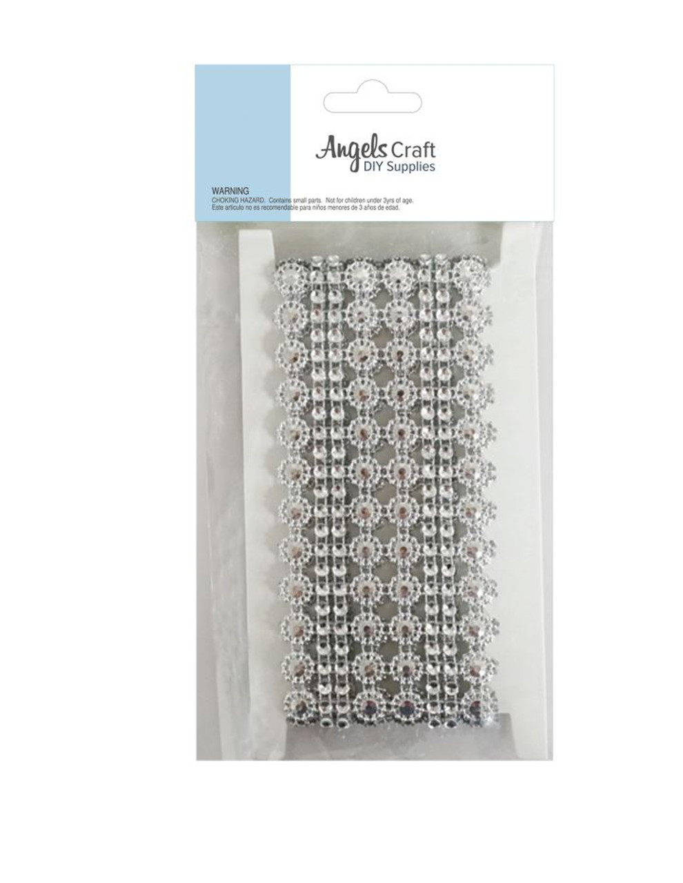 Angels Craft Silver Floral & Rhinestone Embellishment Banding 2" In. Wide