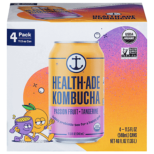 Health-Ade Kombucha, Passion Fruit Tangerine, 4 Pack