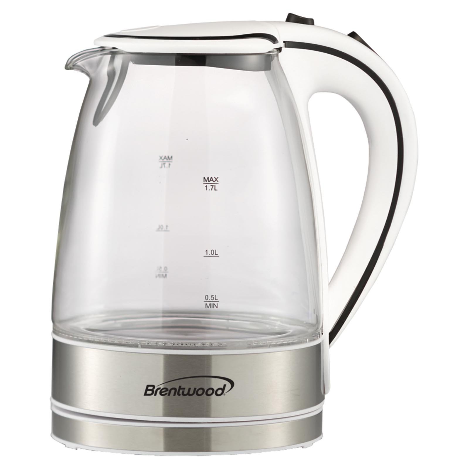 Brentwood 1.7L Cordless Glass Electric Kettle - White