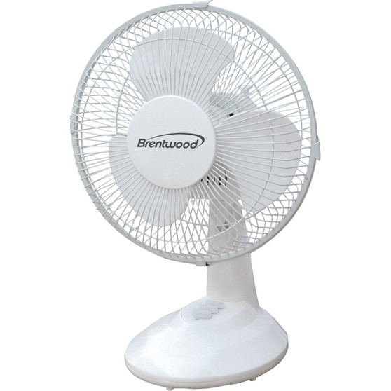 Brentwood Kool Zone 9 Oscillating Desk 2-Speed Fan White