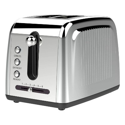 Brentwood(R) Appliances Brentwood TS-226S 850 Watt 2 Slot 6 Setting Bread Slice Bagel Pastry Kitchen Toaster With Extra Wide Slots And Defrost, Silver