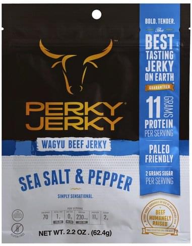 Perky Jerky Wagyu, Sea Salt & Pepper Beef - 2.2 Oz