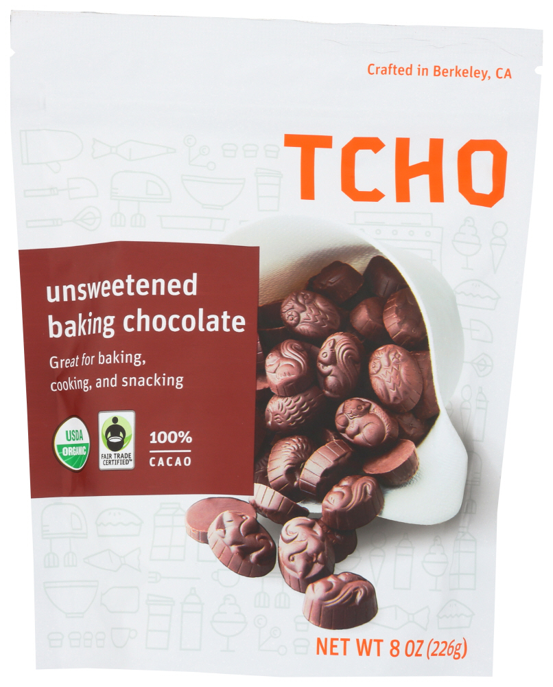 Tcho Chocolate Unsweetened 99% Organic Baking Pieces - Case Of 6 - 8 Oz