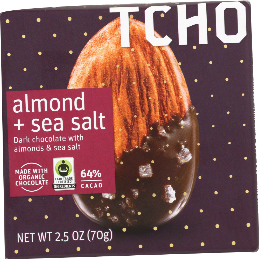 Tcho Organic Almond + Sea Salt 64% Cacao Dark Chocolate Bar