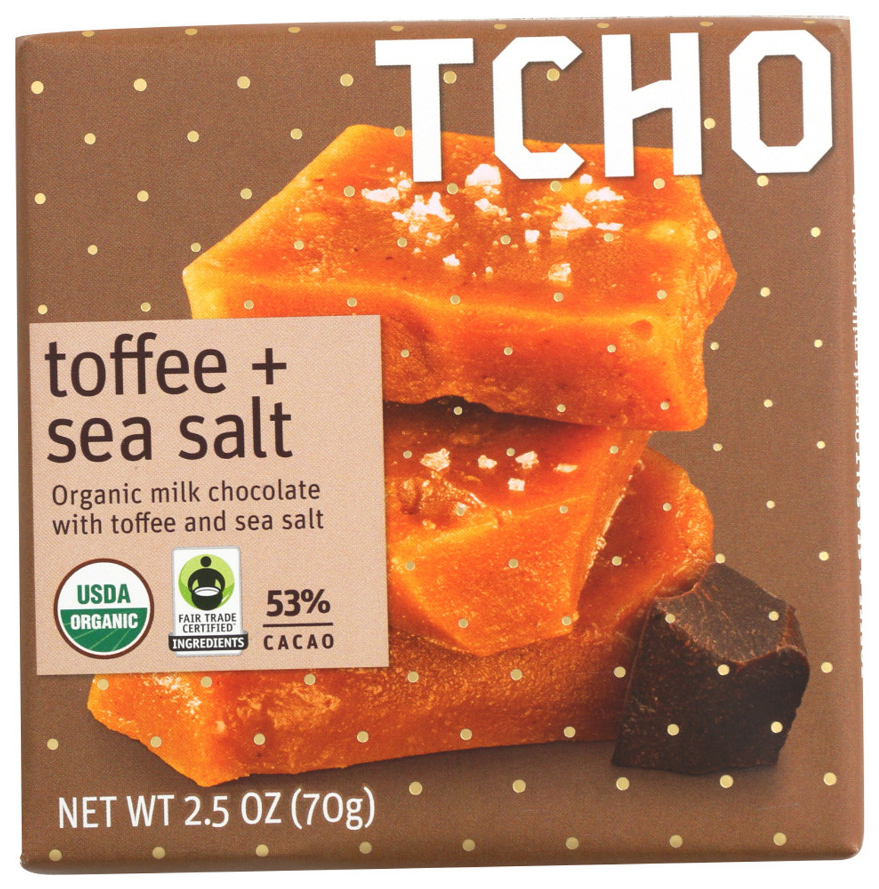 Tcho Dark Milk Chocolate, Toffee + Sea Salt