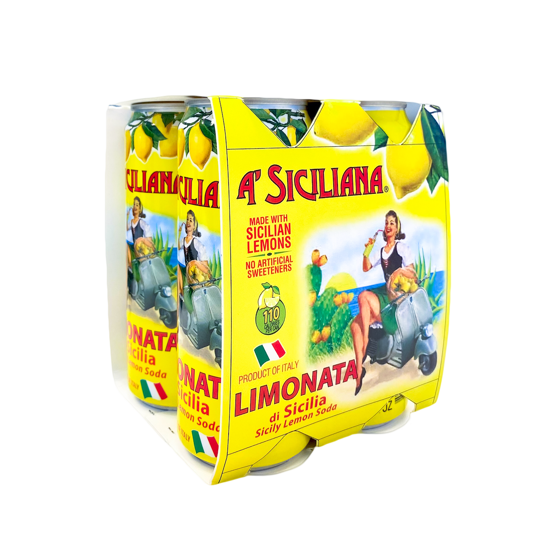 A'siciliana A' Siciliana Sicilian Limonata, Lemon Soda, 4 X 330ML