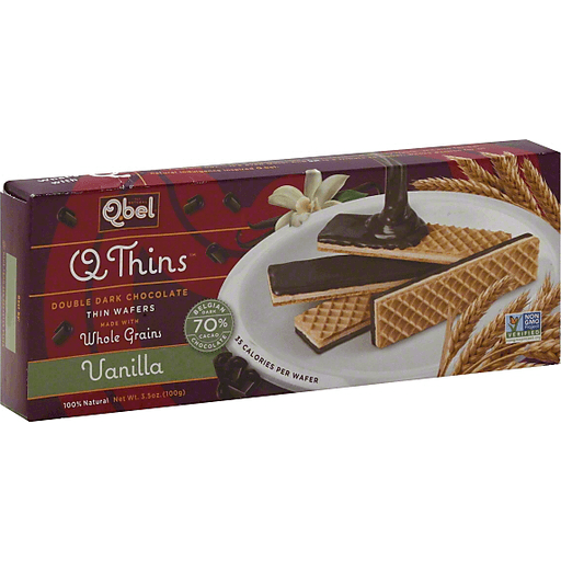 QBel Thins Thin Wafers, Double Dark Chocolate, Vanilla