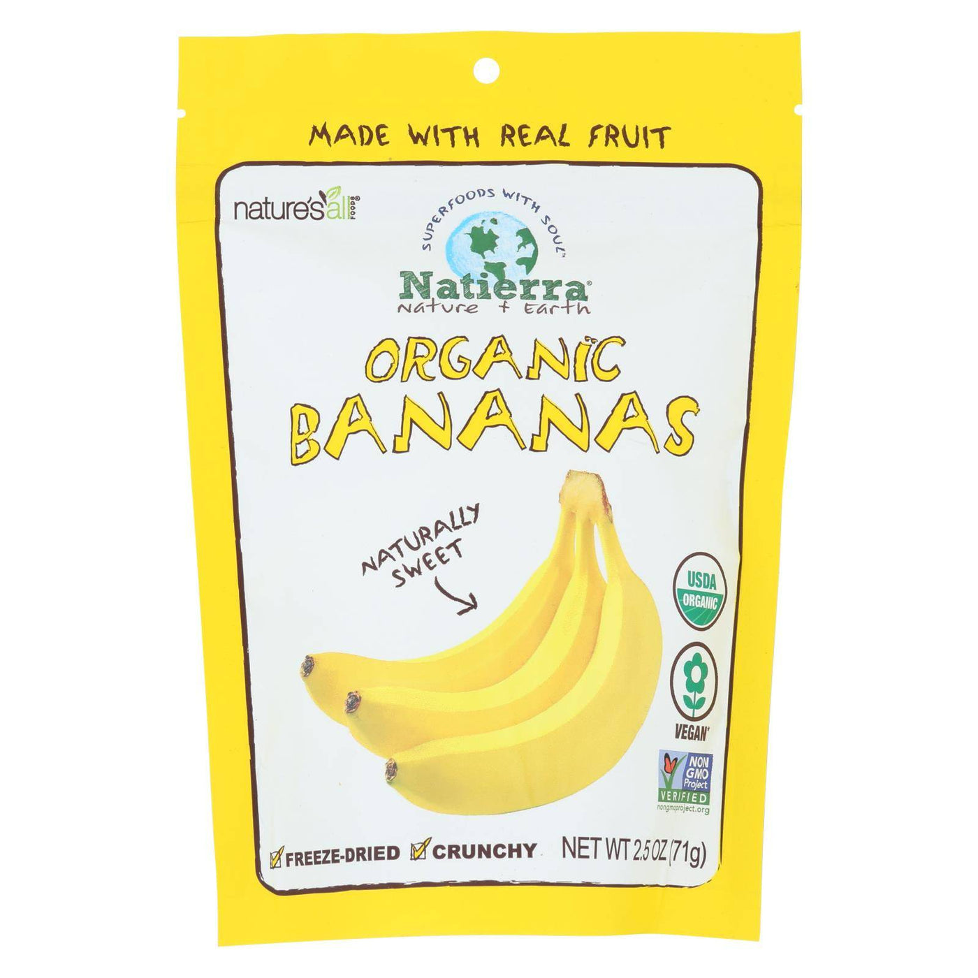 Natierra Natures All Foods Organic Freeze Dried Raw Banana - 2.5 Oz - Vegan