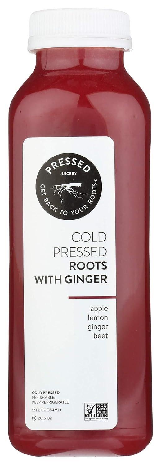 Voraga Pressed Juicery, Cold Pressed, Roots White Ginger, 12 Fl Oz