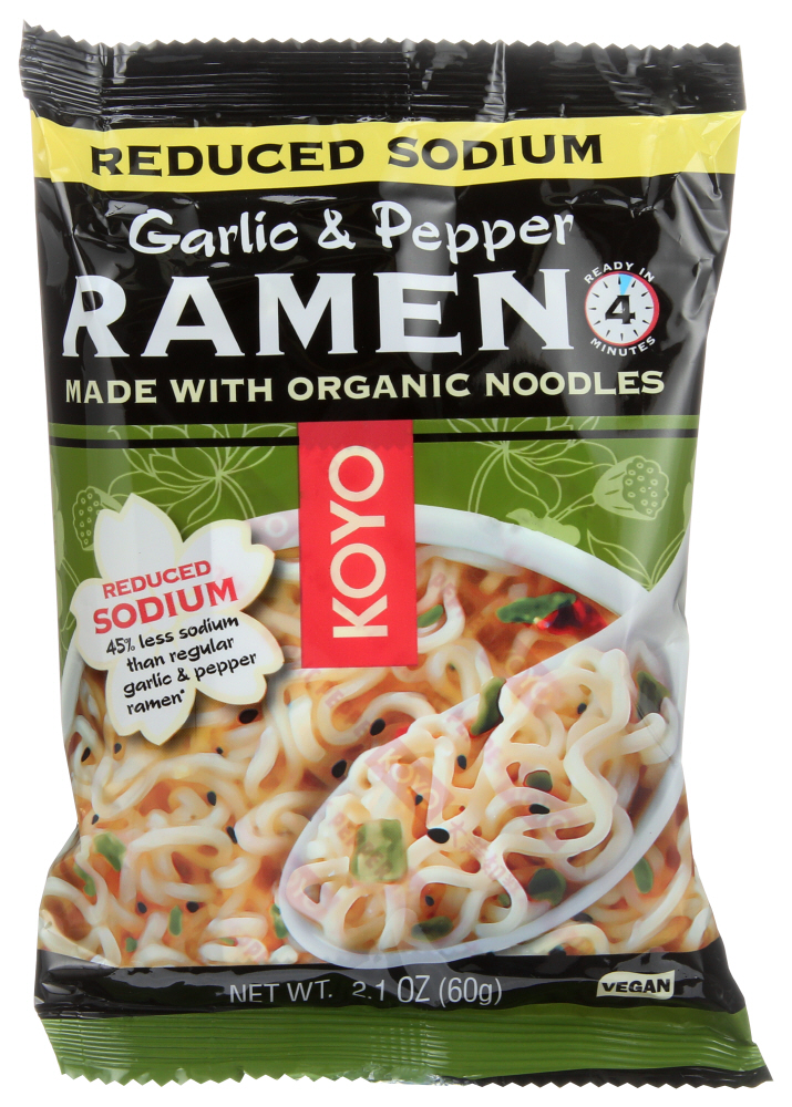 Koyo Reduced Sodium Garlic Pepper Ramen - Case Of 12/2.1 Oz