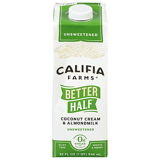 Califia Farms Unsweetened Better Half Coffee Creamer, 32 Oz Coconut Cream