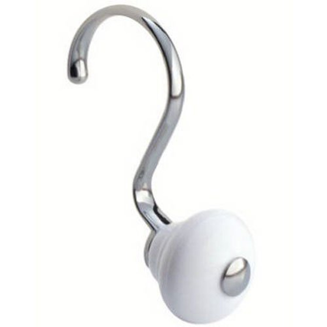 InterDesign York Shower Curtain Hooks, Set Of 12, White & Chrome