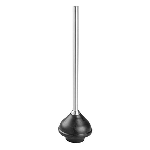 InterDesign Forma Toilet Plunger For Bathroom - Black/Brushed Stainless Steel