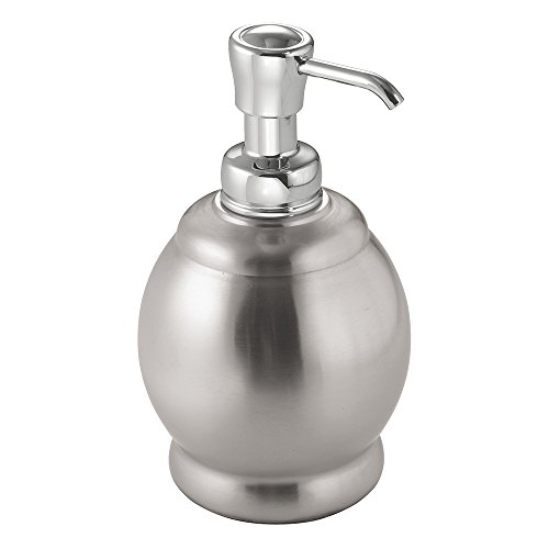 InterDesign York Metal Short Soap And Lotion Dispenser Pump, For Kitchen Or Bathroom - Brushed/Chrome