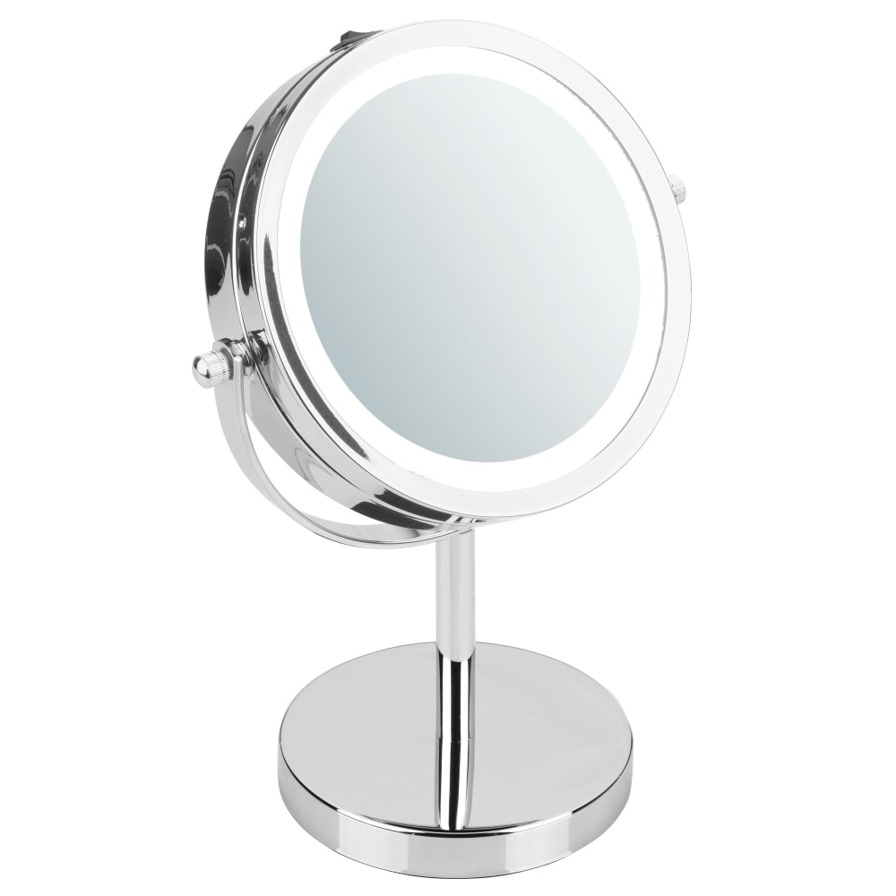 iDesign Chrome Lighted Free-Standing Vanity Mirror - Silver