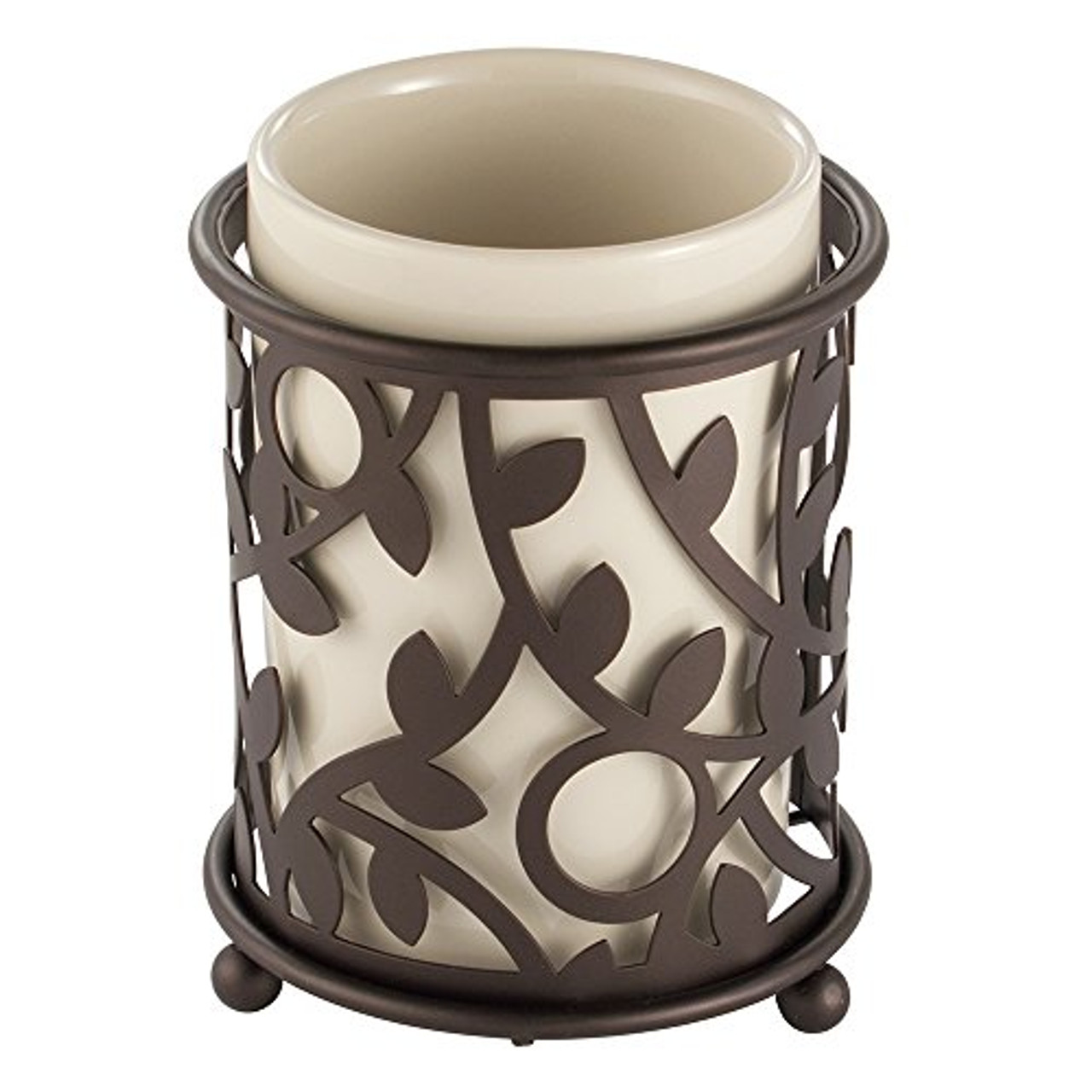InterDesign Vine Tumbler Cup For Bathroom Vanity Countertops - Vanilla/Bronze