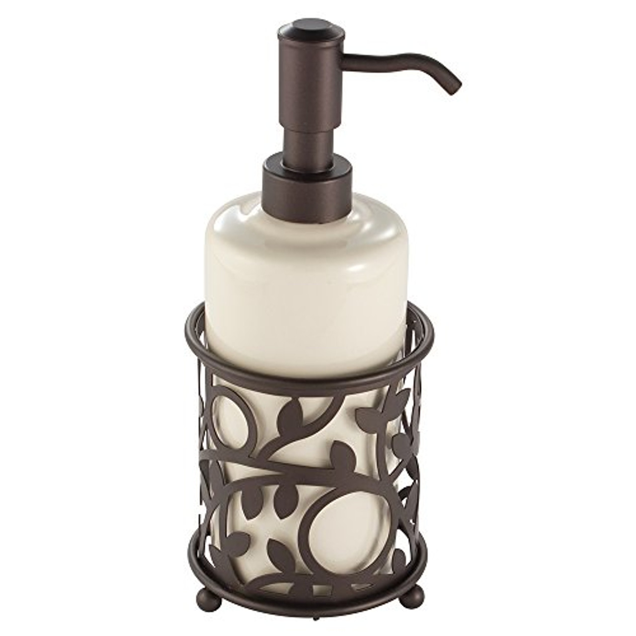 InterDesign Dispensador De Jabón Bomba En Cerámica Para El Cuarto De Baño O Cocina En Color Vainilla Y Bronce 86741