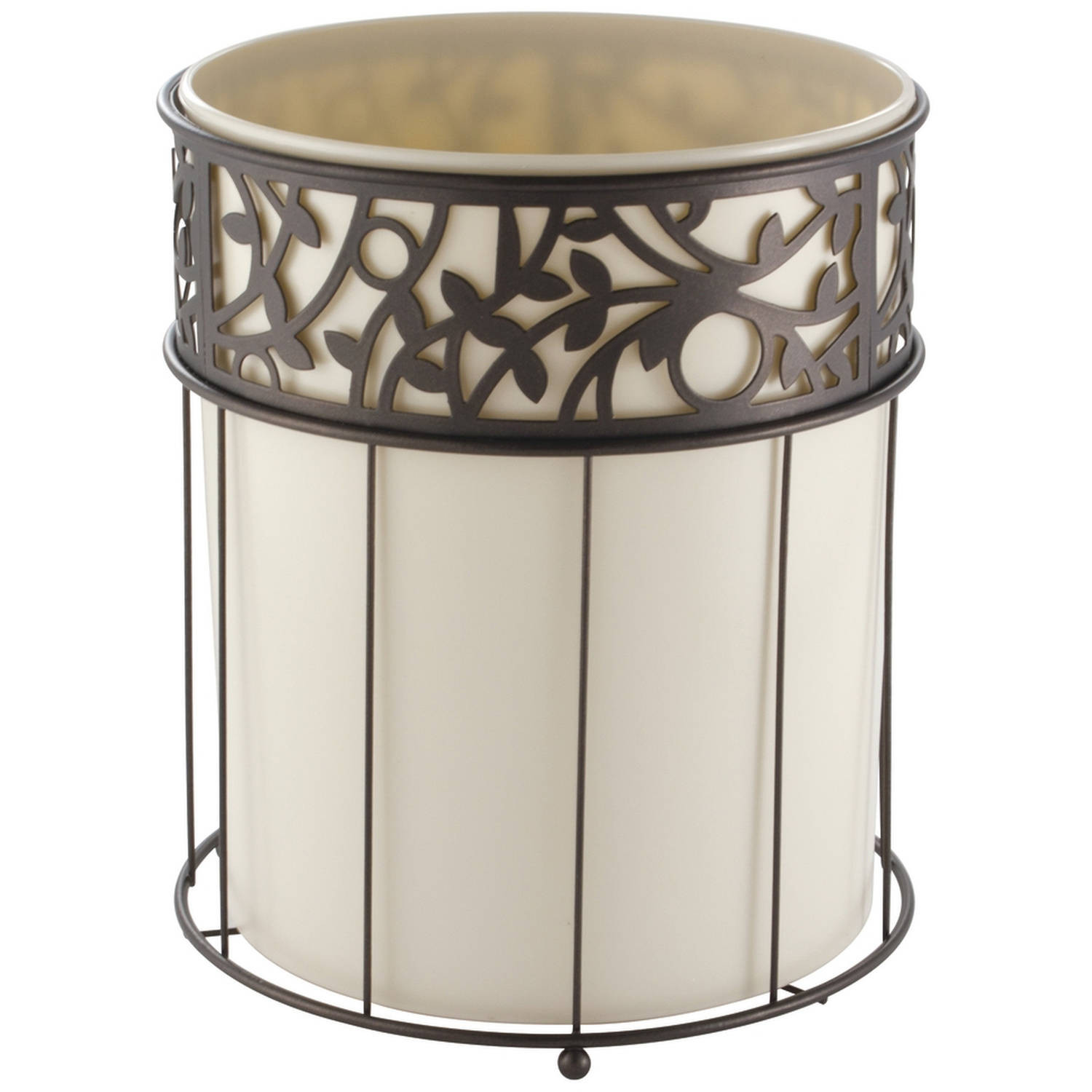 InterDesign Vine Bathroom Waste Can Vanilla