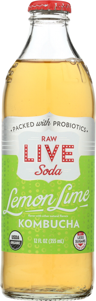 Live Kombucha Soda, Raw & Organic, Living Limon