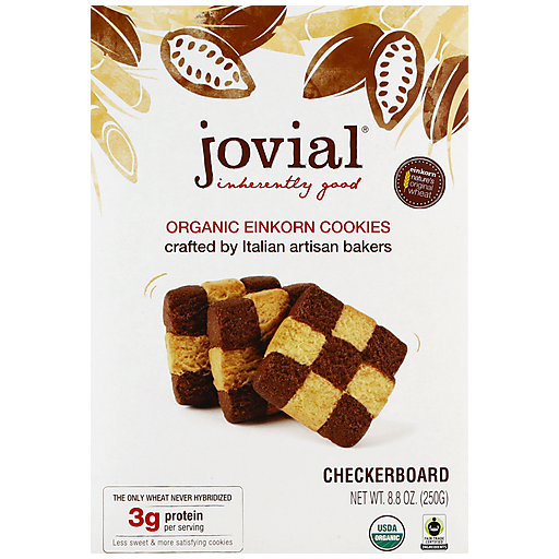 Jovial Organic Checkerboard Einkorn Cookies - Case Of 12/8.8 Oz