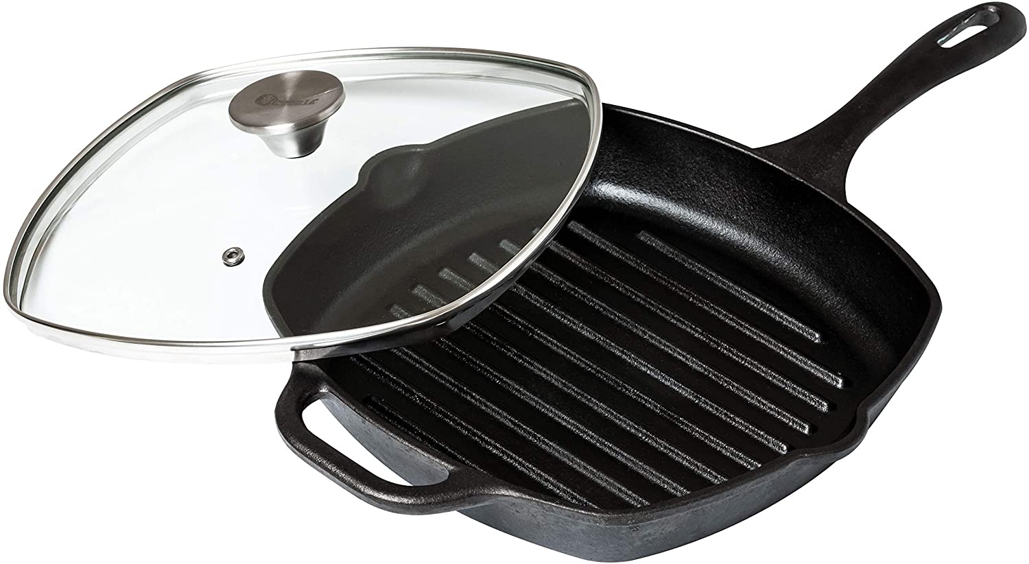 Victoria Cast Iron Square Grill Pan 10"X10" Black
