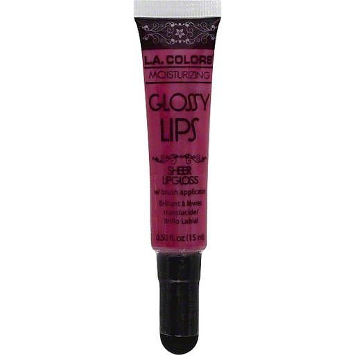 LA Colors Glossy Lips Lip Gloss, Sheer, Moisturizing, w/Brush Applicator, Strawberry Scoop CLG908