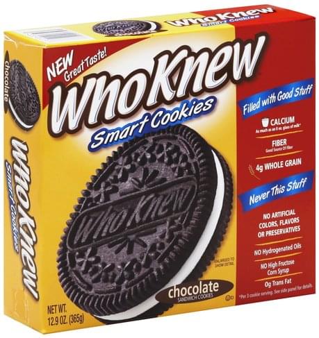 WhoKnew Cookies, Smart, Chocolate Sandwich