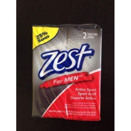 2X Zest For Men 2 Bars Active Sport Long Lasting Scent