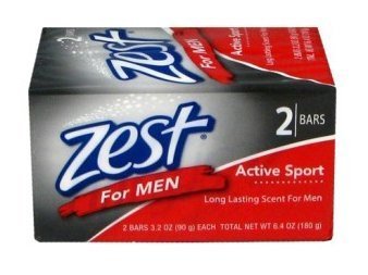 Zest For Men Bath Soap, Active Sport, 2 Bars
