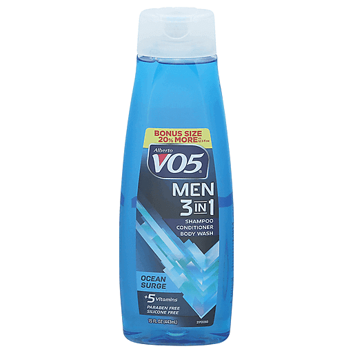Alberto VO5 Shampoo/Conditioner/Body Wash, 3 In 1, Men, Ocean Surge, Bonus Size 15 Fl Oz