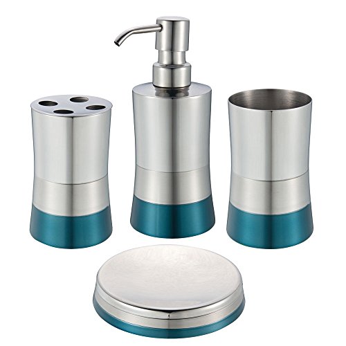 Blue Donuts 4 Piece Stainless Steel Bathroom Set