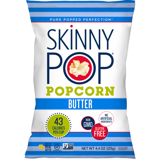 SkinnyPop Real Butter Popcorn 4.4 Oz Bag - 12ct Case