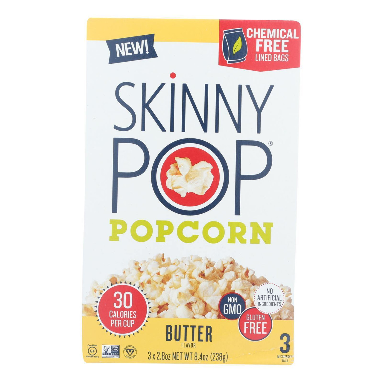 Skinny Pop Butter Flavor, Microwave Bags Popcorn