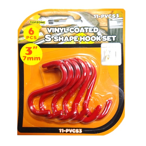 Metal Hooks 6pc 3in Vinyl Coated-whole