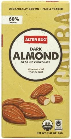 Alter Eco Organic, Almond, 60% Cocoa Dark Chocolate - 2.82 Oz