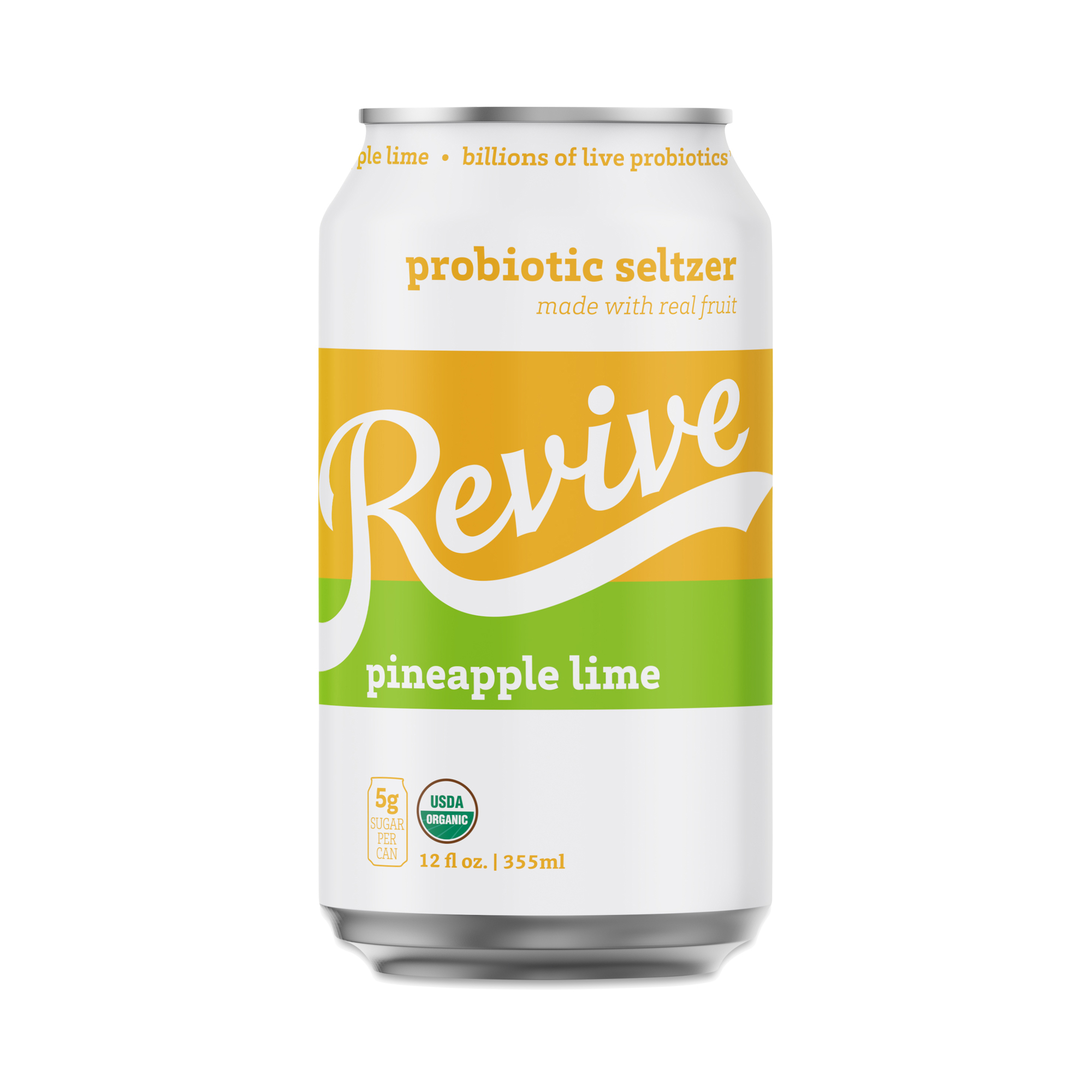 Revive Drinks Probiotic Seltzer, Pineapple Lime