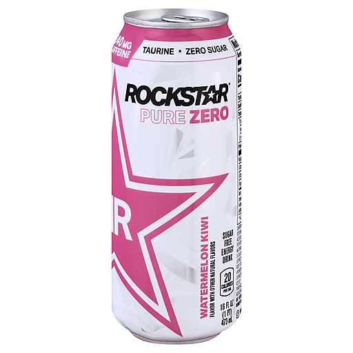 Rockstar Pure Zero Sugar Free Energy Drink Watermelon Kiwi Flavor 16 Fl Oz Can