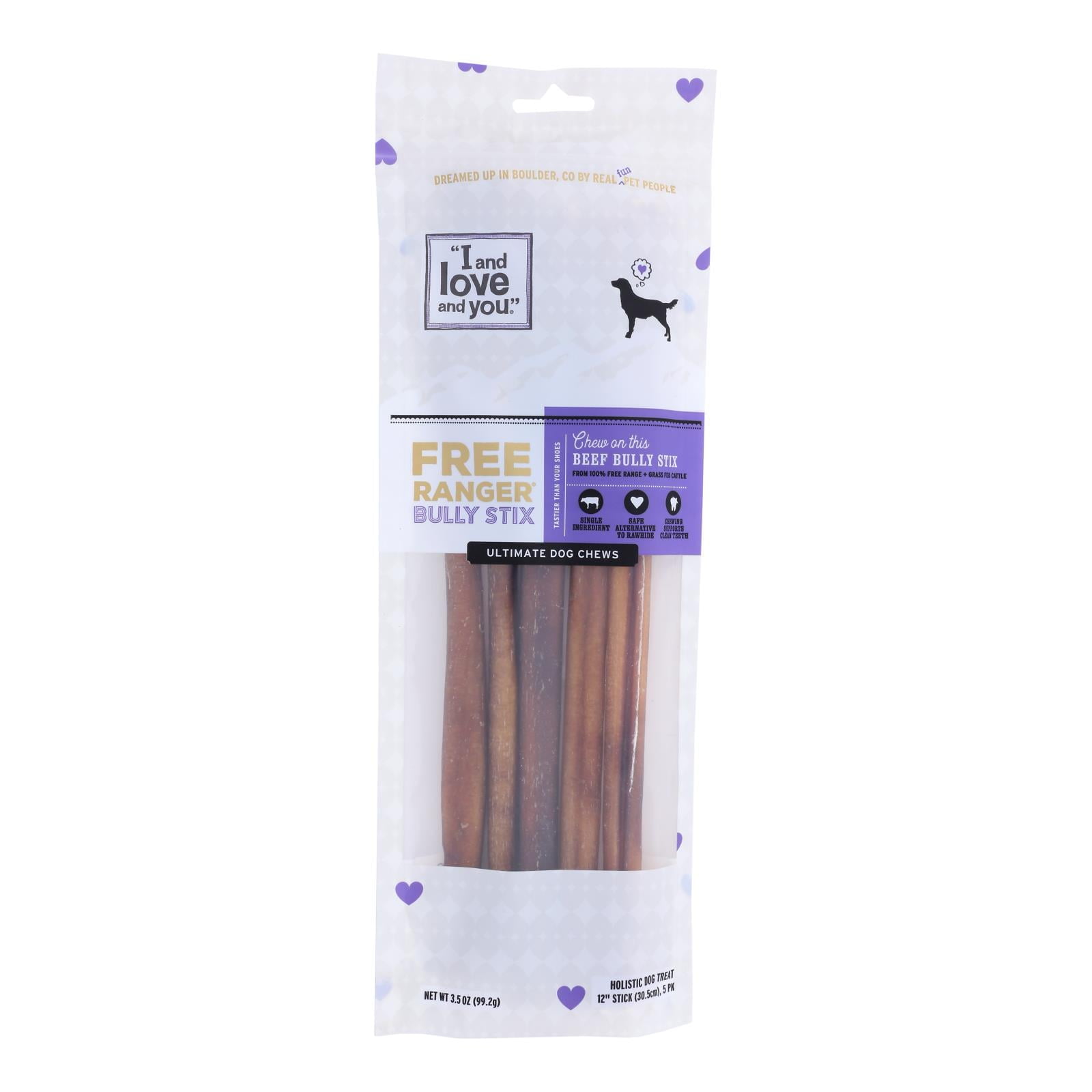 I And Love And You I&LOVE&YOU: Free Ranger Beef Bully Stix Dog Chews, 3.5 Oz