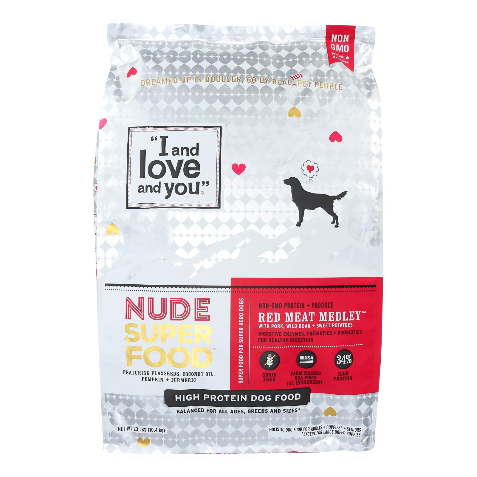 I And Love And You Nude Food Dry Dog Food, Grain-Free Red Meat Medley, 23 Lb