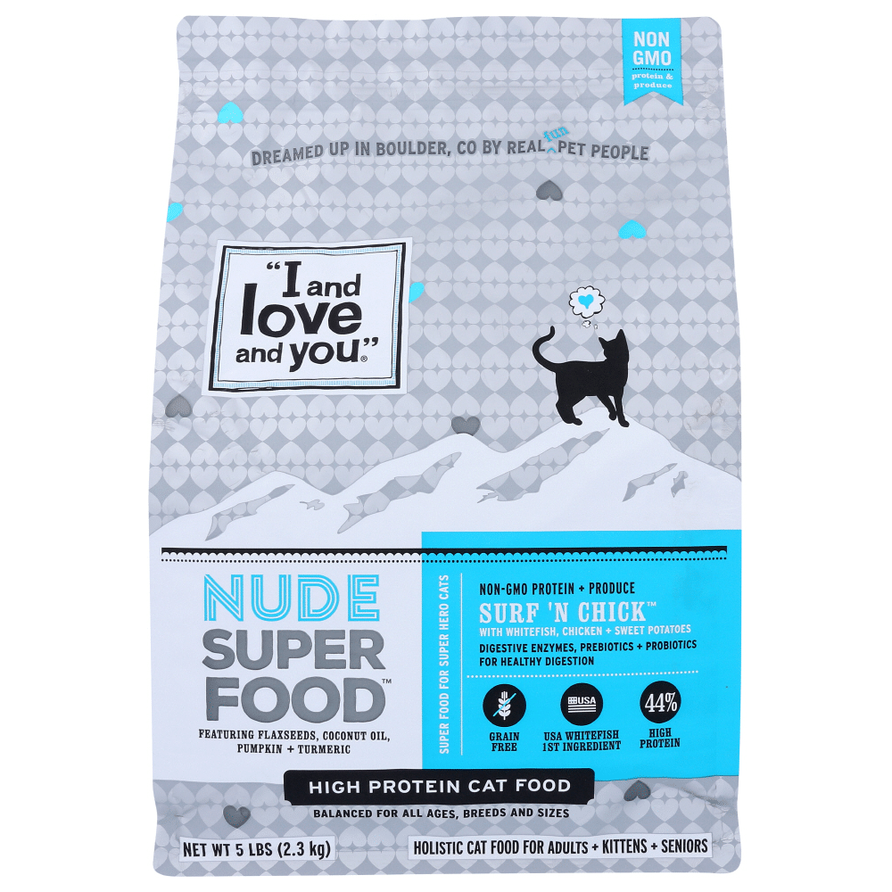 "I and love and you." I Nude Food Dry Cat Food, Grain-Free Surf N' Chick, 5 Lb