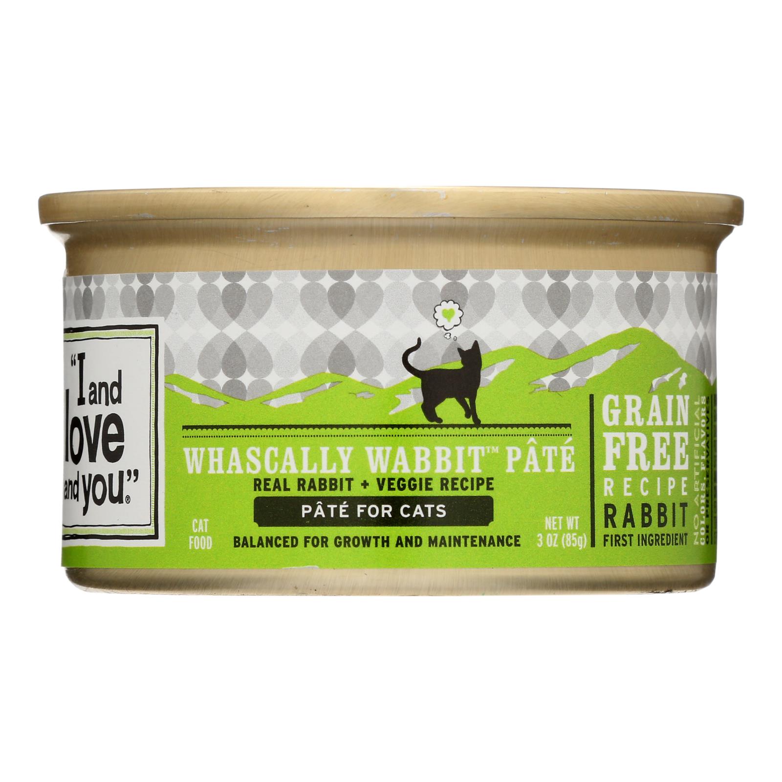 "I and love and you." I Canned Cat Food - Wabbit Pate - Case Of 24 - 3 Oz